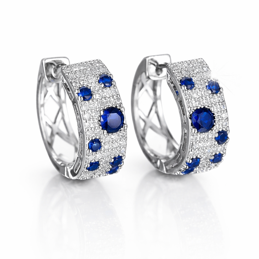 Pendientes Aro Zafiro Triple — Plata y Micropavé