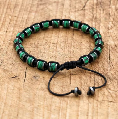 Pulsera Ajustable con Piedras Verdes Naturales