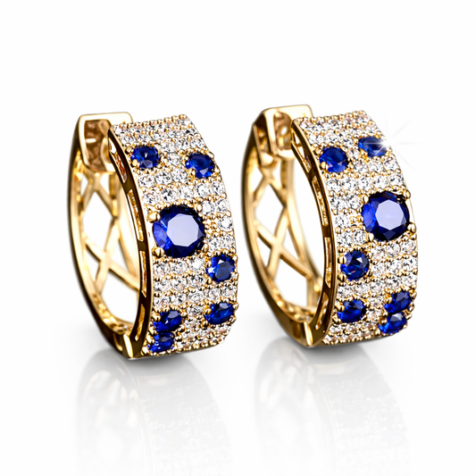 Pendientes Aro Zafiro Triple — Plata y Micropavé