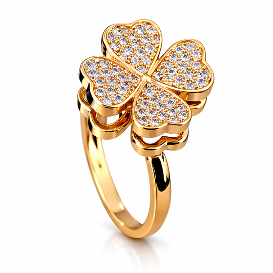 Anillo Trébol — Brilla y Atrae la Buena Suerte